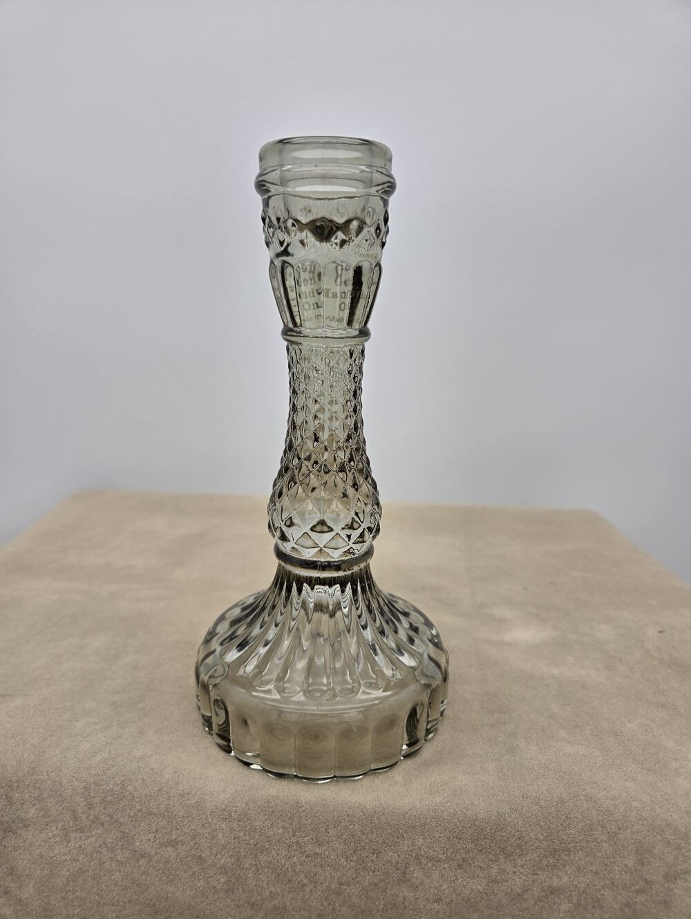 RARE Smokey Green Tilda Glass Candle Stick